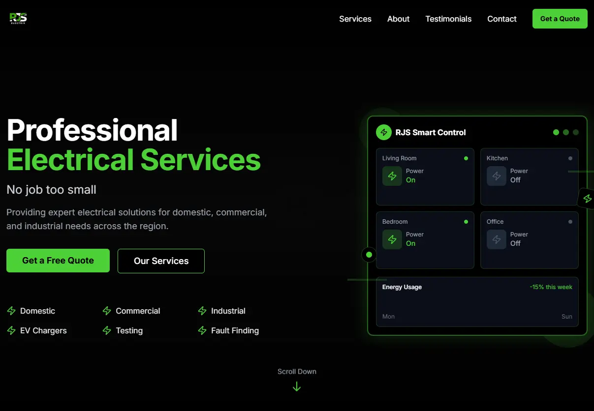 RJS Electrix SEO success story - +350% Google Calls improvement in Basildon & Southend